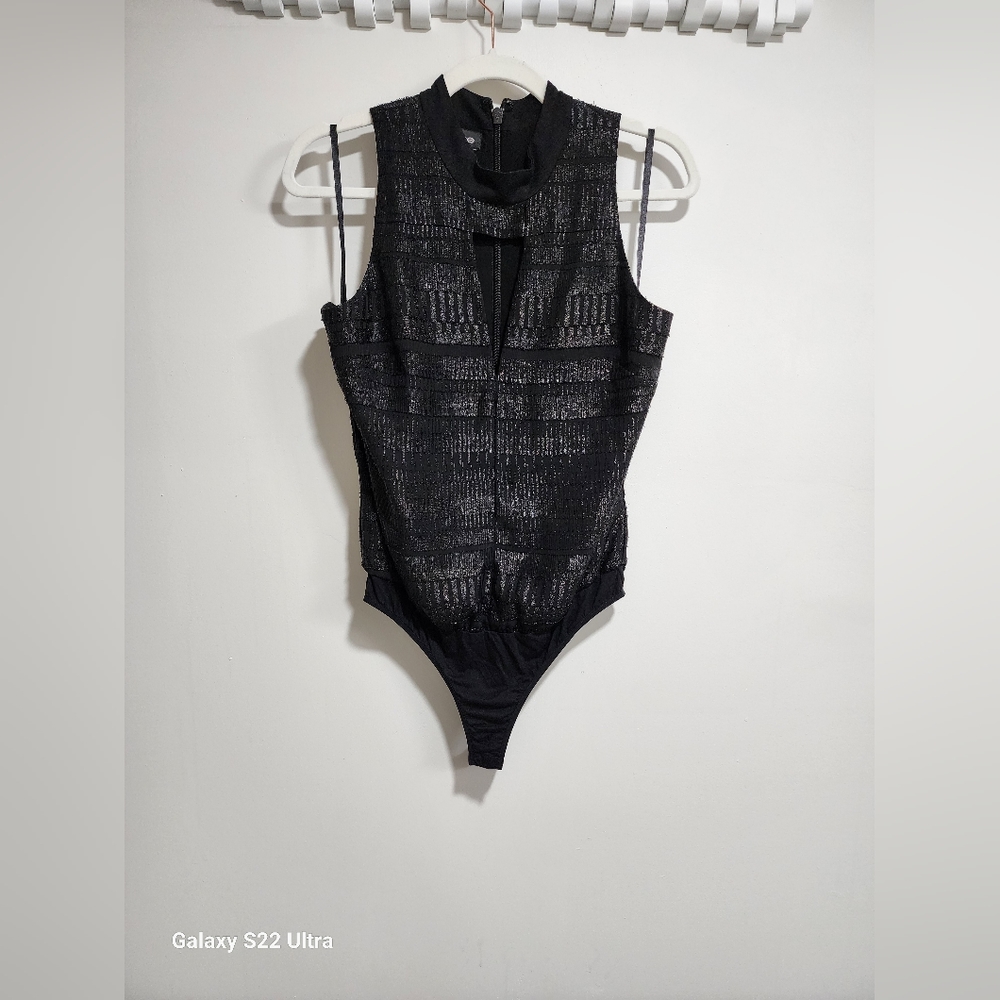 BEBE sparkly mock turleneck bodysuit